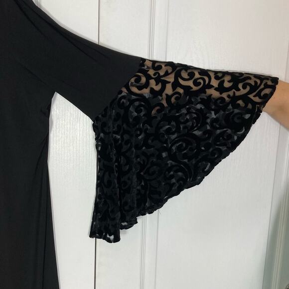 NWOT R&M RICHARDS Dress 18 Velour Burnout Flared Bell Sleeve A Line - Picture 3 of 9